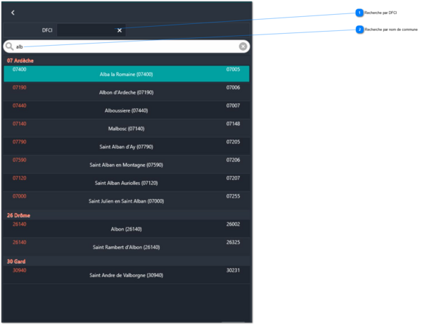 1.3. La recherche de commune